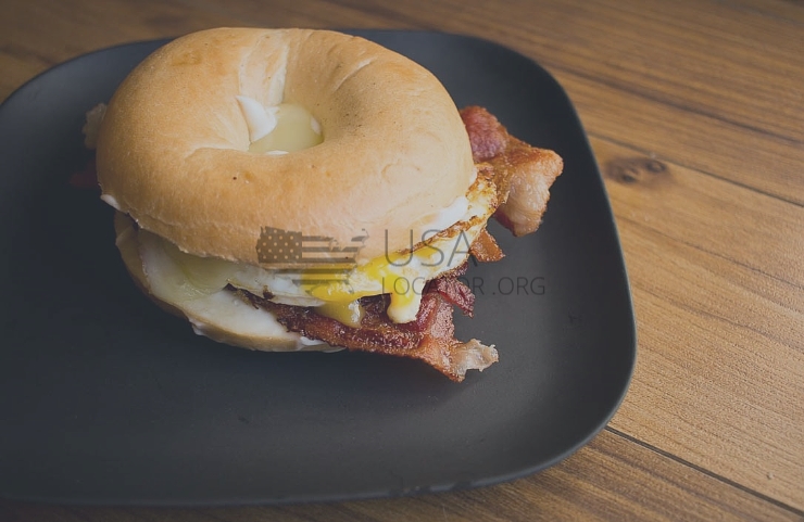 Bagel Breakfast Sandwich With Bacon photo